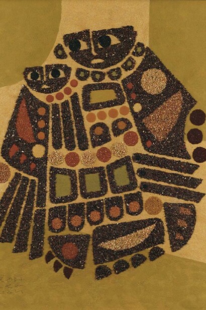 Miguel Kohler-Jan, Dos Figuras, 1987, sand on canvas, 92 x 73 cm