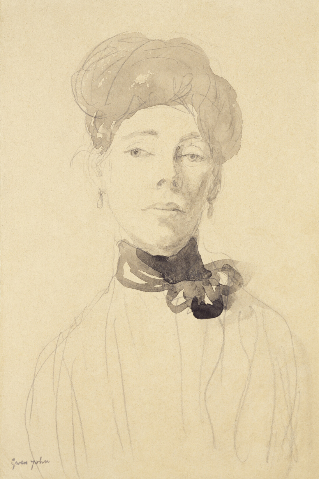 Gwen John (1876-1939), Portrait of a Lady, c.1910, Pencil and wash on paper, 26 x 16 cm