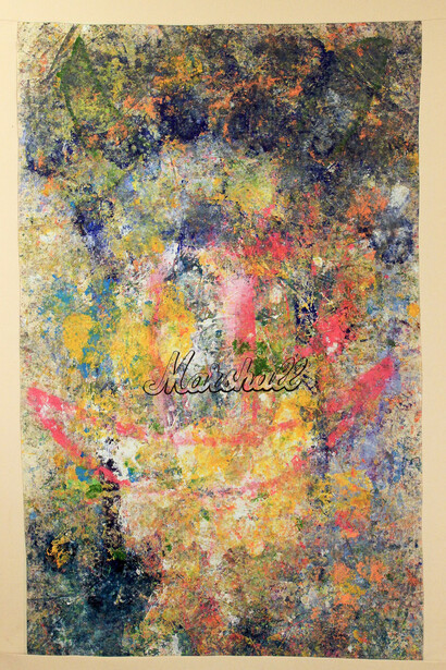 Leonard Johansson, Marshall NO I, 2015. Flourecent paint, Spray, Air brush ink, 100 x 160 cm