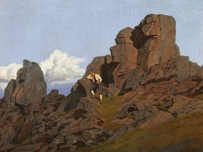 Frederik Rohde, Berglandschaft mit jäger, 1841. Courtesy of Arp Museum
