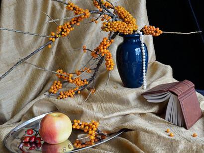 Iryna Brown, Still Life with Sea-Buckthorn, Digital Print on Canvas, 15" x 22"