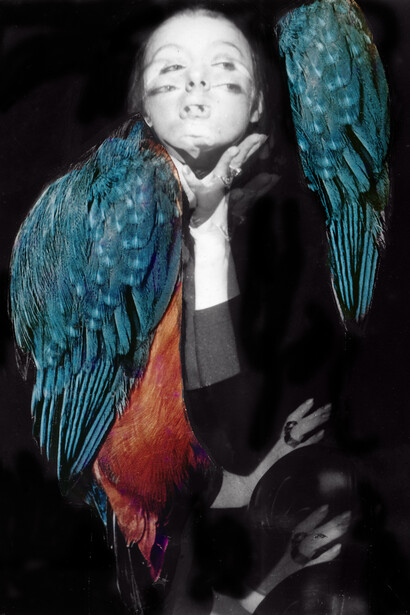 Penny Slinger, Flying in Dreams, 1969/2014, C-print from original collage, 16 x 11 3/8 inches image size (40.6 x 28.8 centimeters)