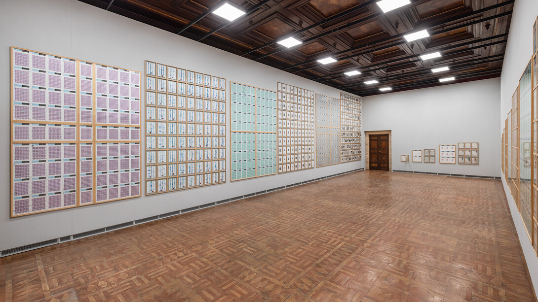 Alighiero e Boetti, Raddoppiare dimezzando, vista della mostra. Per gentile concessione dell'Accademia Nazionale di San Luca