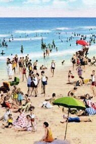 Bathing scene on the ocean, Myrtle Beach, South Carolina: "America's finest strand"