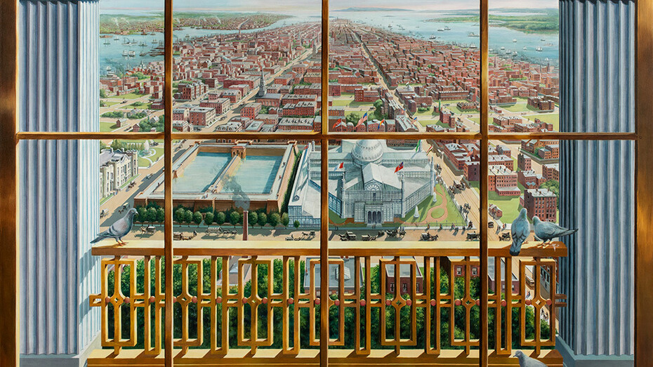 Richard Haas, Untitled (view of Manhattan looking south from latting observatory), 2006. Courtesy of New-York Historical Society Gallery. Gift of Cooley LLP, 2022.41.1. Image: Richard Haas