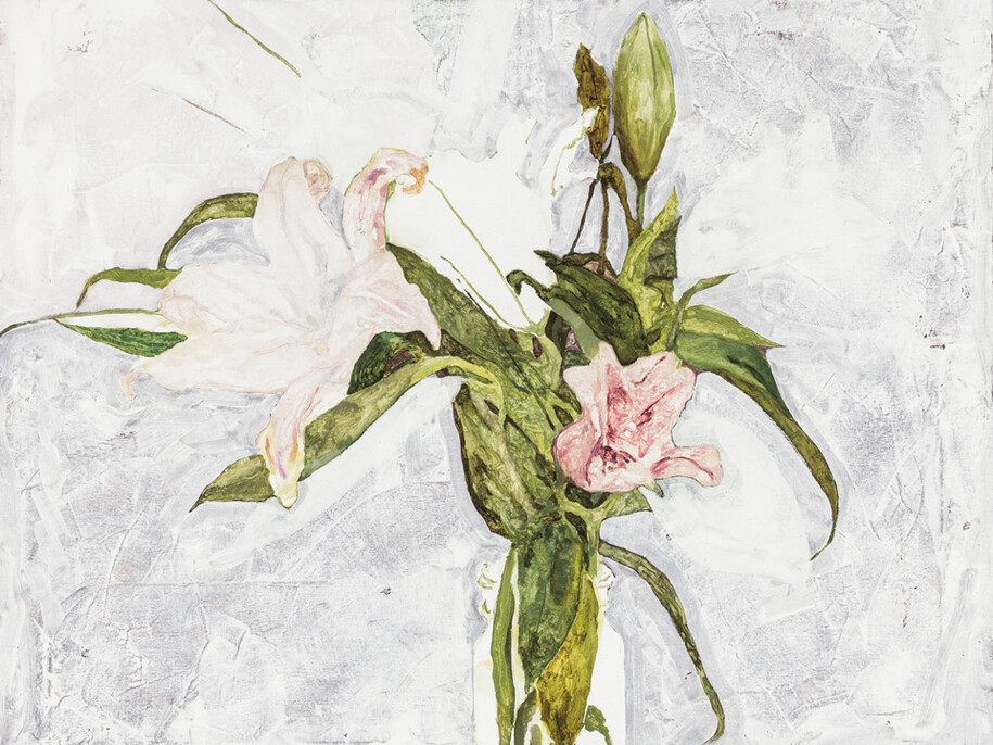 Jennifer Packer, Oriental Lilies, 2014, Oil on canvas, 24 x 28 inches, Copyright Jennifer Packer. Courtesy Driscoll Babcock Galleries
