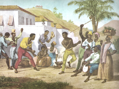 'Baile Capoeira': esta pintura, realizada por Mauricio Rugendas en 1825, muestra la icónica danza brasilera