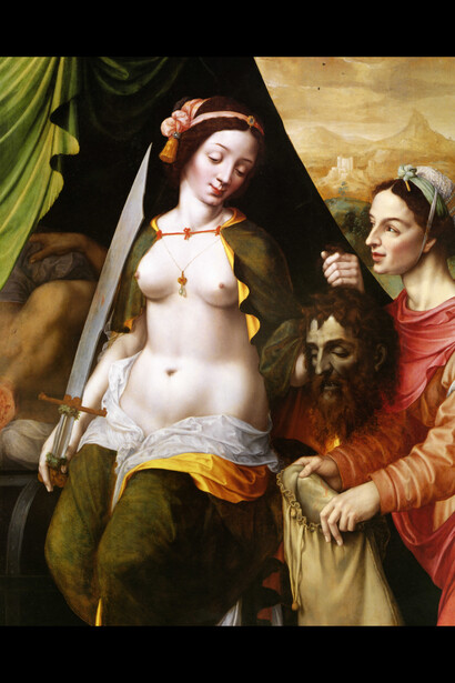 Vincent Sellaer, Judith with the head of Holofernes, late 16th century. Oil on panel. Long term loan from the Schorr Collection.