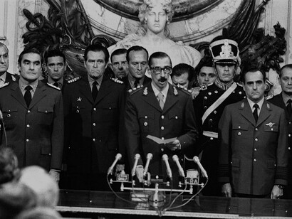 Jorge Rafael Videla takes the oath of office on March 29, 1976, marking the beginning of a military regime that would bring terror and repression to Argentina