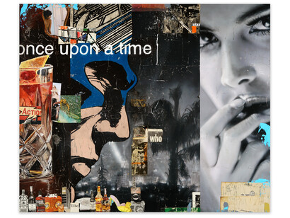 Greg Miller, Once Upon A Time, acrylic and collage on canvas, 60x72 inches. Courtesy the artist and William Turner Gallery