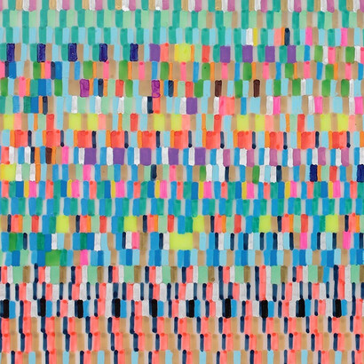 Kathryn Refi, Detail: “Every Word I Spoke, Arranged Alphabetically,” 2014, Paint pen on frosted mylar, 24 x 24 inches