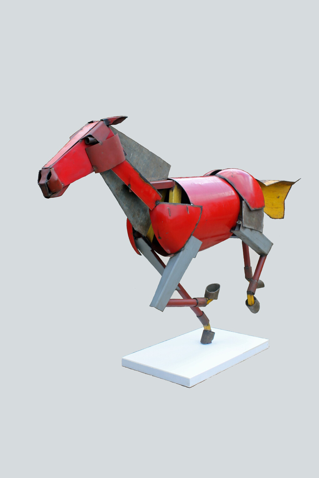 Iain Nutting, Galloping Horse, 2014, reclaimed scrap metal, 212 (h) x 322 x 70 cm. From Rebecca Hossack Gallery
