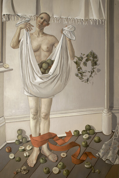 Apple Eater, oil on canvas, © Alison Watt, courtesy of Flowers Gallery