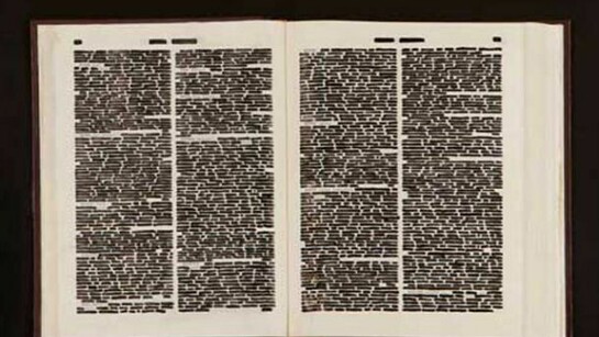 Enciclopedia Treccani. Volume XX. Emilio Isgro' , 1970. China su libro tipografico in box di legno e plexiglass 50x75 cm.