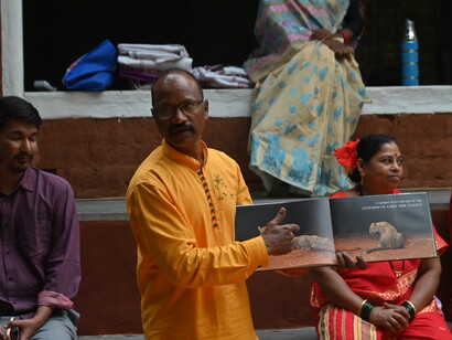 Prakash Bhoir, Worli adivasi, Maharashtra, talking about co-existence with leopards @ Ashish Kothari