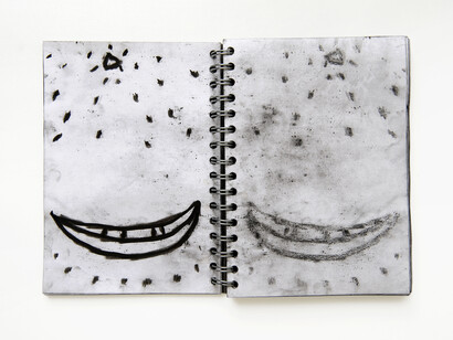 Sadik Kwaish Alfraji, Ali's Boat Diary 2  (page detail), 2014, Graphite pencil on notebook paper, 21 x 29 cm