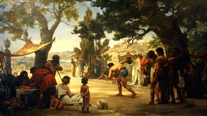 Edouard-Joseph Dantan, "Lancio del Disco", 1875. Le Olimpiadi nacquero nell'antica Grecia nel 776 a.C. a Olimpia, come celebrazione religiosa in onore di Zeus, il re degli dèi