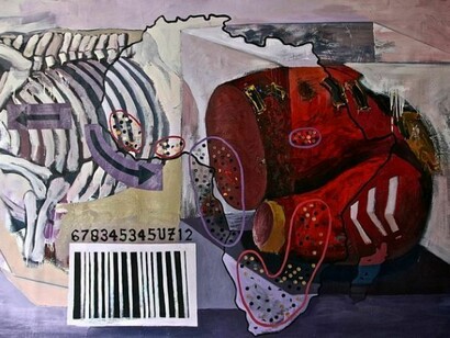 George Afedzi Hughes, Minerals, 2008-13, oil on canvas, 71.5x118.5 inches