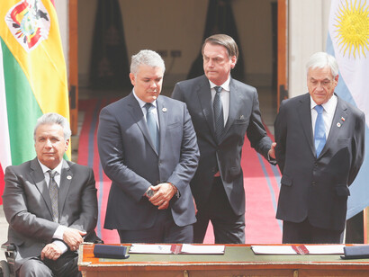 La primera cumbre de Prosur, denominada Encuentro de Presidentes de América del Sur, se realizó el 22 de marzo de 2019 en Santiago de Chile