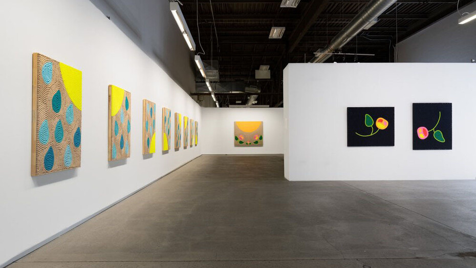 Renée Condo, One who shatters particles, one who smells flowers, exhibition view. Courtesy Blouin Division 