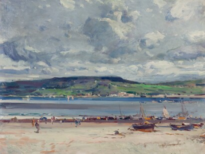 Eliseo Meifren (1859-1940), _Shore with figures_, (Riba con figuras), c. 1910, oil on canvas. Courtesy of Colnaghi, Artur Ramon Art and Sala Parés