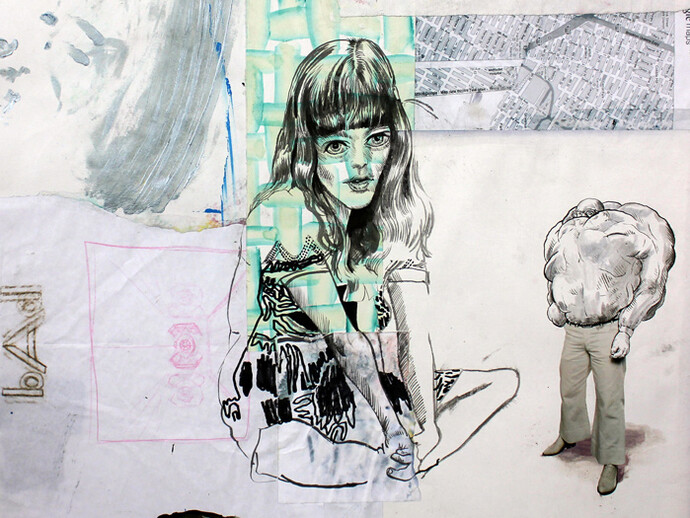 Daniel Davidson, Untitled, 2014, Mixed media on paper, 30 x 30 inches