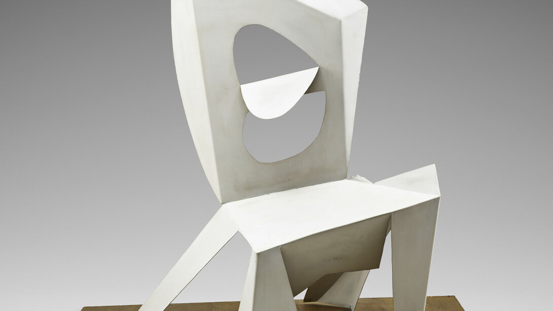 Pablo Picasso (Spanish, 1881–1973), Chair, Cannes, 1961, Painted sheet metal, 45 1/2 × 45 1/16 × 35 1/16 in, (115.5 × 114.5 × 89 cm), Musée national Picasso–Paris © 2015 Estate of Pablo Picasso/Artists Rights Society (ARS), New York