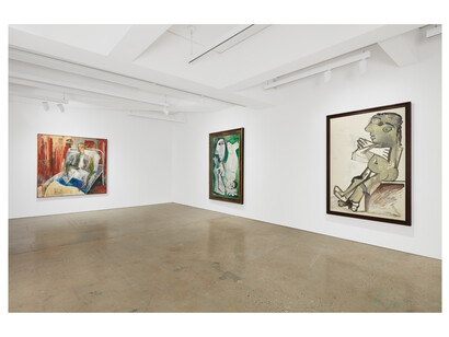 © Albert Oehlen / VG Bild-Kunst, Bonn 2023 Courtesy the artist and Galerie Max Hetzler, Berlin | Paris | London, Picasso Pablo © 2023 Estate of Pablo Picasso / Artists Rights Society (ARS), New York. Install view by Tom Powel Imaging. Courtesy of Nahmad Contemporary