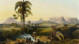Tepuyes de la sierra Pakaraima, Roraima a la derecha. Charles Bemtley (1805-1854)
