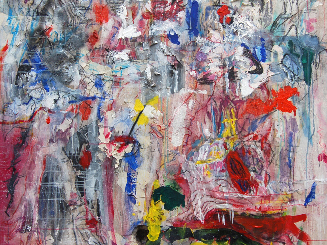 Olivier Valli, Crystal Child, 2012, Mixed techniques on canvas, 47.2 x 47.2 in (detail)