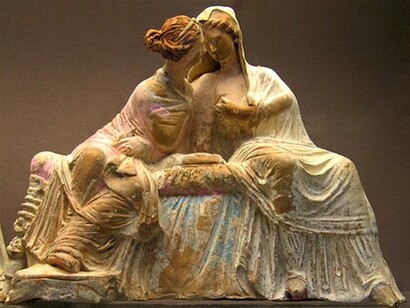 Gruppo in terracotta, dall'Isola di Melos, raffigurante Demetra e Persefone