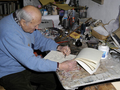 Giulio Ruffini nel suo atelier