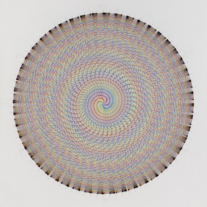 Harold Granucci, Color Whorl Medium, 10/1/92, Rapidograph pen on Strathmore board, 31x37 inches, framed. Courtesy of Art Sales & Research