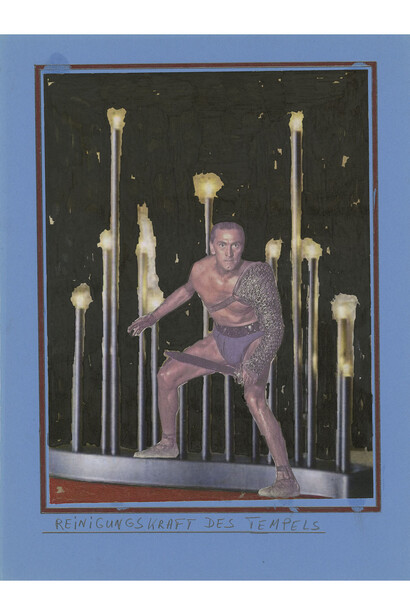 Werner Büttner, Reinigungskraft des Tempels [Cleaning-Force of the Temple], 2014,  Collage, 32 × 24 cm 