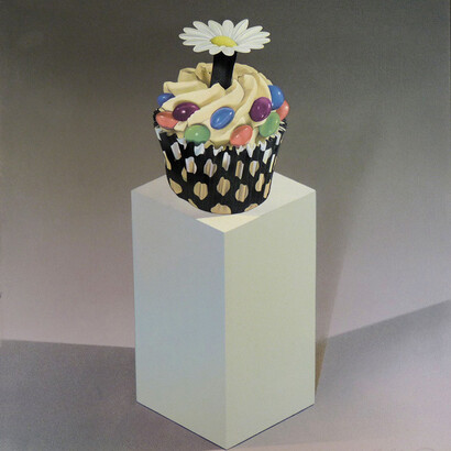 Peter Goodfellow, Cup Cake Yoko, oil on linen          18 x 16 in (46 x 41 cm) 