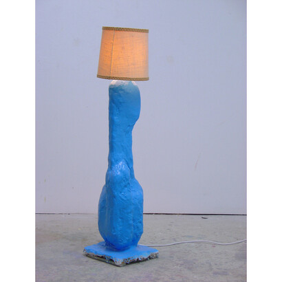 David Ben White, Untitled Lamp, 2015, Plaster of paris, wood, cable, electric light bulb. lampshade
