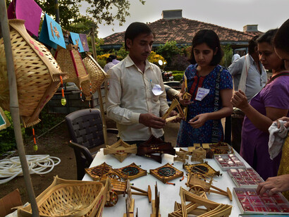 Vikalp Sangams are spaces for sharing innovation and creativity based livelihoods - Sampoorna Bamboo stall at Maharashtra Vikalp Sangam (Alternatives Confluence) © Ashish Kothari