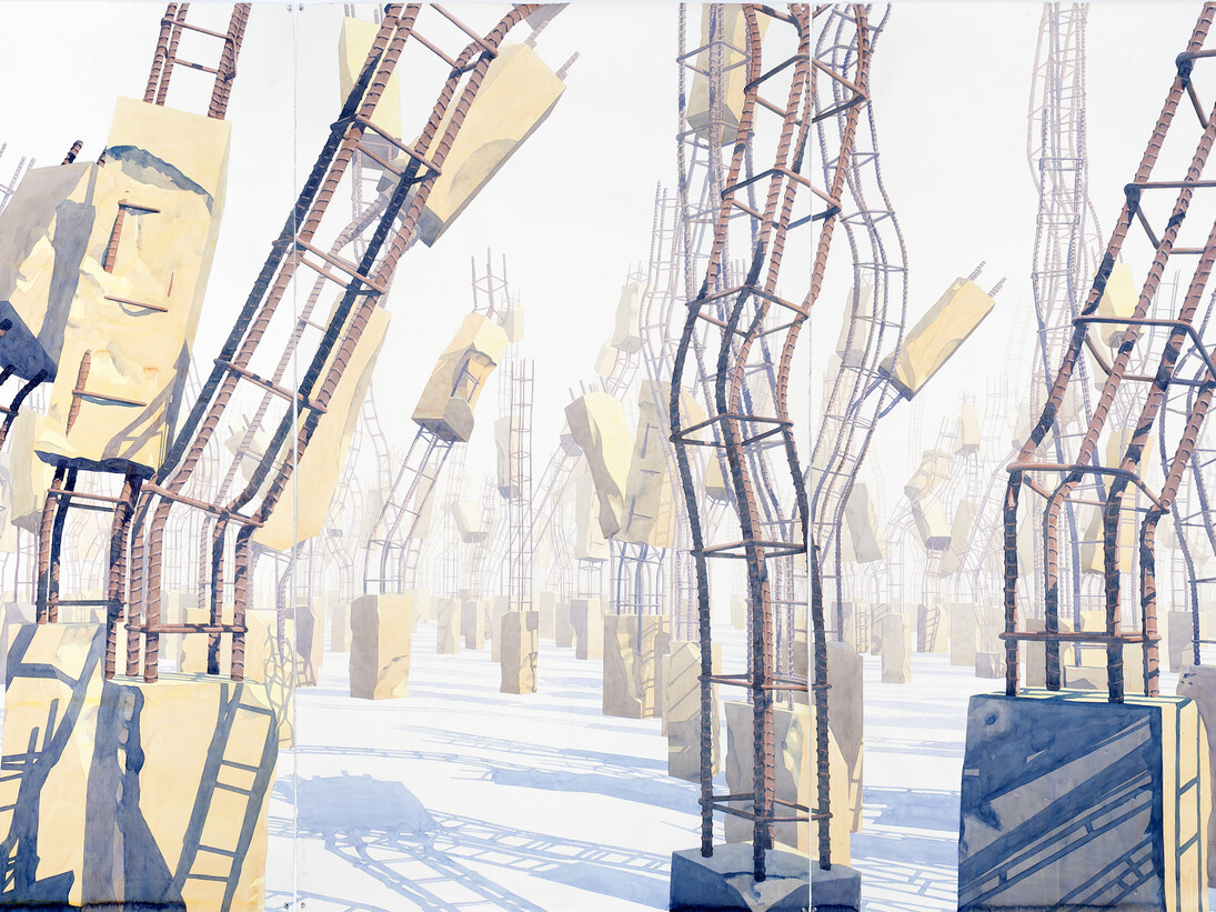 Los Carpinteros, Cabilla cabilla tríptico, 2014, Watercolour on paper, 200 x 340.5 cm, Private Collection, Courtesy of Ivorypress, Madrid © Los Carpinteros