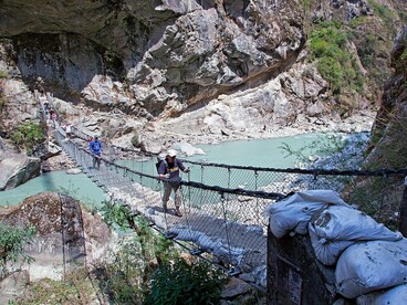 Mountain landscapes near Dharapani, a key stop on the Annapurna Circuit, Nepal