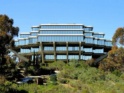 Geisel Library, the main library of the University of California, San Diego, was designed by William Pereira and opened in 1970 as the Central Library. After undergoing renovation in 1993, it was rededicated as the University Library Building and was renamed Geisel Library in 1995 in honor of Audrey and Theodor Seuss Geisel, the latter widely known as the children’s author Dr. Seus