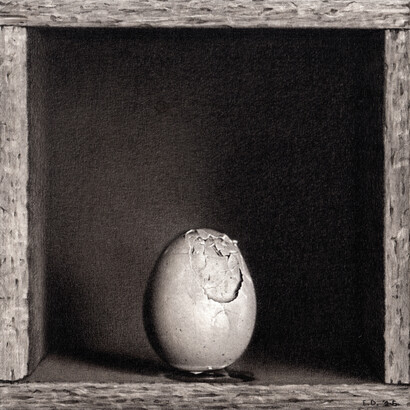 Emanuele Dascanio, Eros & Thanatos, Carboncino e grafite su cartone applicato su tela, 15 x 15 cm, 2015