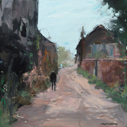 Joan Cobb Marsh, Giverny, France: Grey Day, 12”x12”, oil on canvas