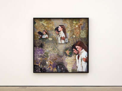Lothar Hempel, Sleepwalking, 2018, acrylic on aluminium board, archival inkjet on dibond, wire, dried plants, 183 x 183 x 10 cm, 72 1/8 x 72 1/8 x 4 ins. Photo: Robert Glowacki. © Lothar Hempel. Courtesy the artist & Stuart Shave/Modern Art, London