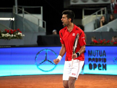 Novak Djokovic derrota al canadiense Milos Raonic en cuartos de final del Mutua Madrid Open. Foto: Lucía Castillo