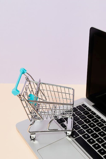 An engaging illustration showcasing a trolley displayed on a laptop