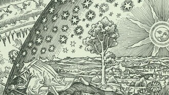 "Grabado Flammarion", donde "un misionero medieval dice que ha encontrado el punto donde el cielo y la Tierra se encuentran", grabado sobre madera, 1888