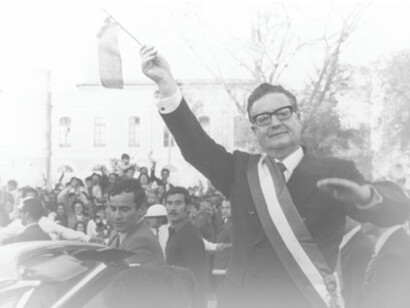 Newly elected President of Chile, Salvador Allende, waves to the crowds, 1970 Chile