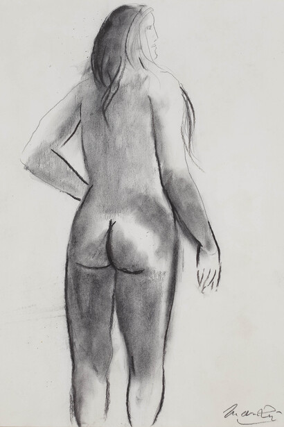 Giacomo Manzù, Nudo di schiena, 1971, matita su carta, cm. 48 x 36- Courtesy Galleria d'Arte Maggiore G.A.M., Bologna (Italy)
