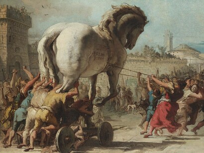 La processione del cavallo di Troia in un dipinto di Giandomenico Tiepolo