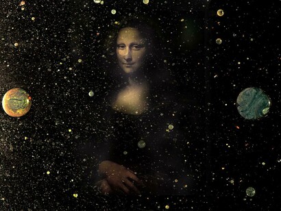 Riccardo Cocchi, Nello spazio, 2019,
rielaborazione digitale a colori su pannello dibond, cm 75x100, collezione Carlo Palli, Prato